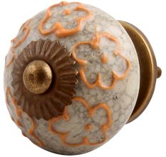 Mustard Floral Crackle Ceramic Dresser Knob Online